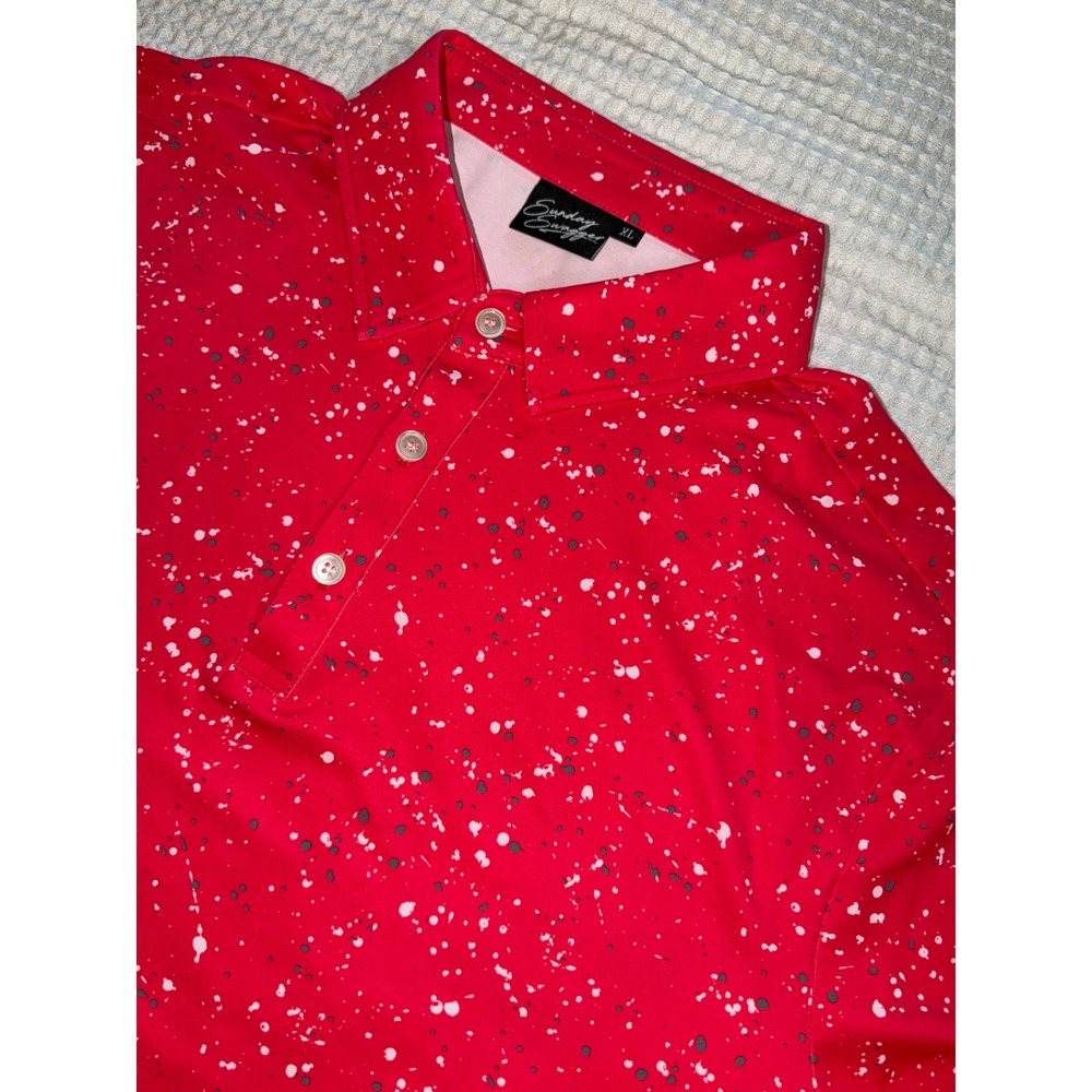Sunday Swagger Polo Shirt Mens XL Red Paint Splatter SS Golf Performance
